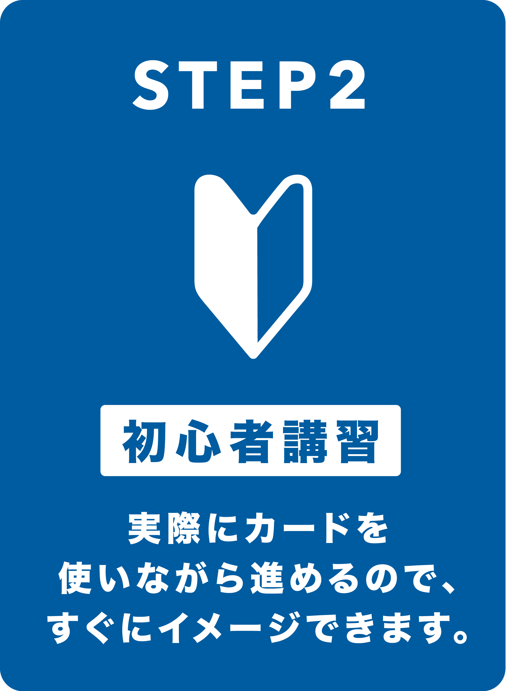 STEP2 初心者講習。実際にカードを使いながら進めるので、すぐにイメージできます。